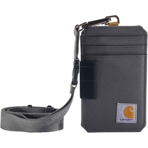 Carhartt 700D Nylon Duck ID Holder and Lanyard, W/Mesh ID Window for Quick Access(Gravel)