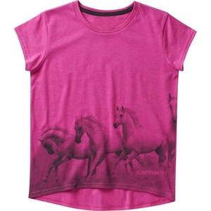 Carhartt Girls Short-Sleeve Crewneck Running Horse T-Shirt(Raspberry Rose Heather)