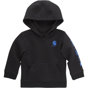 Carhartt Kid’s CA6273 Long-Sleeve Half-Zip Sweatshirt – Boys(Caviar Black (Blue Logo))