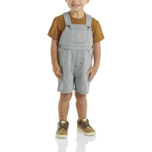 Carhartt Kid’s CG8927 Short-Sleeve T-Shirt and Ticking Stripe Shortall Set – Bo – 3 Toddler – Dark Indigo Ticking Stripe