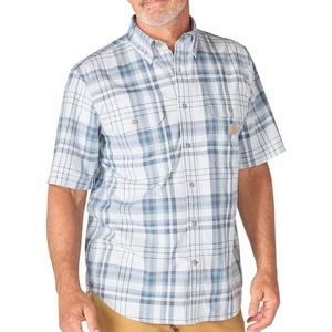 Carhartt Men’s 107273 Fort Loose Short Sleeve Plaid Shirt(Blue Aura)