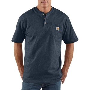 Carhartt Men’s Dearborn Loose Henley T-Shirt(Dark Cobalt Blue Heather)