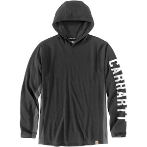 Carhartt Men’s Force Relaxed Fit Midweight Long-Sleeve Logo Graphic Hooded T-Shirt(Carbon Heather Closeout)