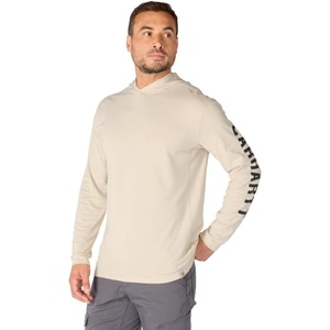 Carhartt Men’s Force Relaxed Fit Midweight Long-Sleeve Logo Graphic Hooded T-Shirt(Cobblestone)