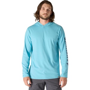 Carhartt Men’s Force Relaxed Fit Midweight Long-Sleeve Logo Graphic Hooded T-Shirt(Dusted Aqua)