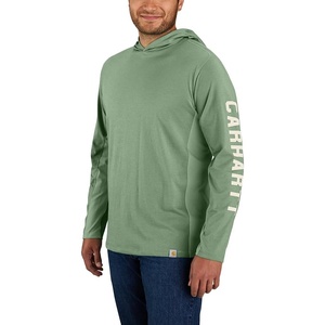 Carhartt Men’s Force Relaxed Fit Midweight Long-Sleeve Logo Graphic Hooded T-Shirt(Loden Frost)