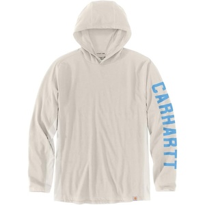 Carhartt Men’s Force Relaxed Fit Midweight Long-Sleeve Logo Graphic Hooded T-Shirt(Malt)