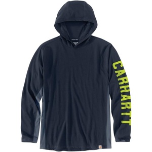 Carhartt Men’s Force Relaxed Fit Midweight Long-Sleeve Logo Graphic Hooded T-Shirt(Navy Closeout)