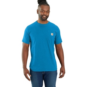 Carhartt Men’s Force Relaxed Fit Midweight Short-Sleeve Pocket T-Shirt(Engineer Blue Heather)