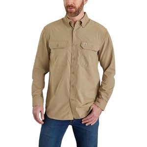 Carhartt Men’s Force Sun Defender Chambray Relaxed Ls Shirt(Dark Khaki)