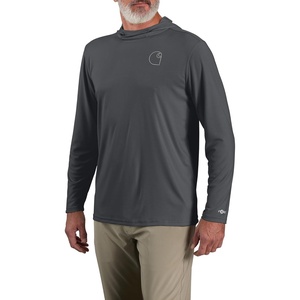 Carhartt Men’s Force Sun Defender™ Lightweight Long-Sleeve Hooded Logo Graphic T-Shirt(Steel)