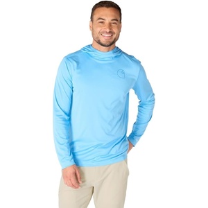 Carhartt Men’s Force Sun Defender™ Lightweight Long-Sleeve Hooded Logo Graphic T-Shirt(Tranquil Blue Heather)