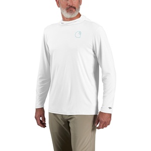 Carhartt Men’s Force Sun Defender™ Lightweight Long-Sleeve Hooded Logo Graphic T-Shirt(White)