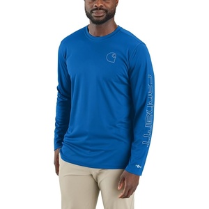 Carhartt Men’s Force Sun Defender Lightweight Long-Sleeve Logo Graphic T-Shirt(Beacon Blue)