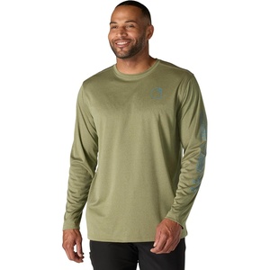 Carhartt Men’s Force Sun Defender Lightweight Long-Sleeve Logo Graphic T-Shirt(Dark Bronzed Green Heather)