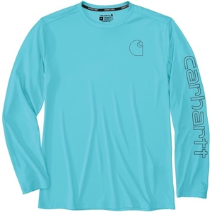 Carhartt Men’s Force Sun Defender Lightweight Long-Sleeve Logo Graphic T-Shirt(Gulf Blue)