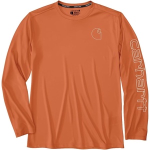 Carhartt Men’s Force Sun Defender Lightweight Long-Sleeve Logo Graphic T-Shirt(Sedona Orange)