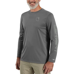 Carhartt Men’s Force Sun Defender Lightweight Long-Sleeve Logo Graphic T-Shirt(Steel)