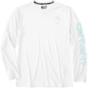 Carhartt Men’s Force Sun Defender Lightweight Long-Sleeve Logo Graphic T-Shirt(White)