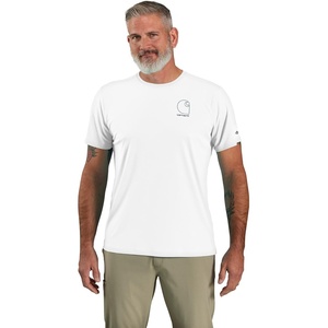 Carhartt Men’s Force Sun Defender Lightweight Short-Sleeve Logo Graphic T-Shirt(White/Navy)
