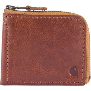 Carhartt Mens Full Grain Patina Leather Wallets, Bifold, and Front Pocket Options(Brown (Zipper))