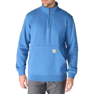 Carhartt Men’s Marquette 1/4-Zip Mock-Neck Sweatshirt(Dark Tranquil Blue Heather)