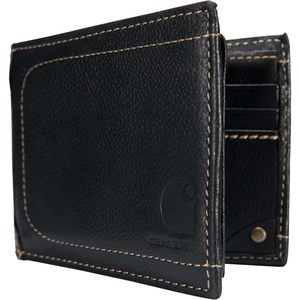 Carhartt Men’s Pebble Leather Full Grain Leather Wallets, Durable Design, Multiple Card Slots, Gifts for Men(Black (Bifold))