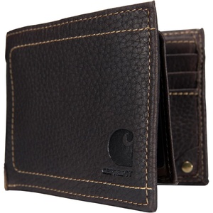 Carhartt Men’s Pebble Leather Full Grain Leather Wallets, Durable Design, Multiple Card Slots, Gifts for Men(Brown (Bifold))