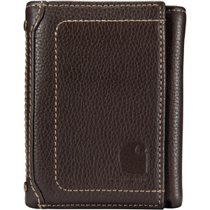 Carhartt Men’s Pebble Leather Full Grain Leather Wallets, Durable Design, Multiple Card Slots, Gifts for Men(Brown (Trifold))