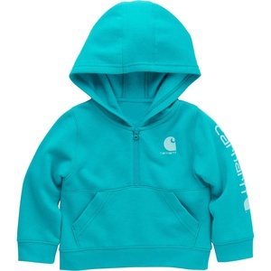 Carhartt girls Long-sleeve Half-zip Hooded Sweatshirt(Ceramic Teal Heather)