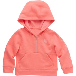 Carhartt girls Long-sleeve Half-zip Hooded Sweatshirt(Shell Pink Heather)
