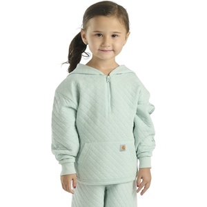 Carhartt girls Long-sleeve Half-zip Hooded Sweatshirt(Surf Spray Green)