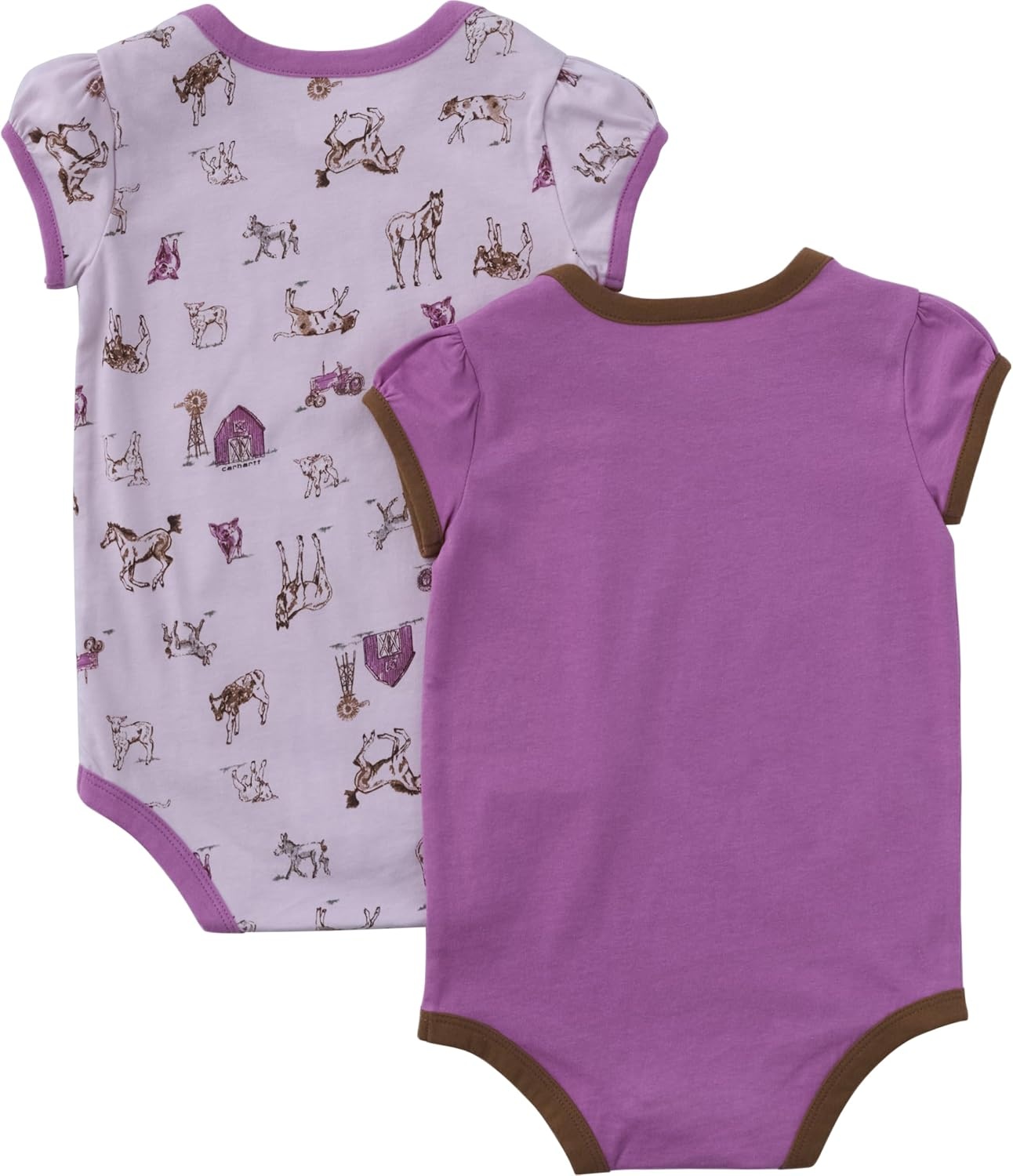 image:imageCarhartt Baby Girls 2Pack PuffSleeve Printed Bodysuits Pink Farm Print 18 Months