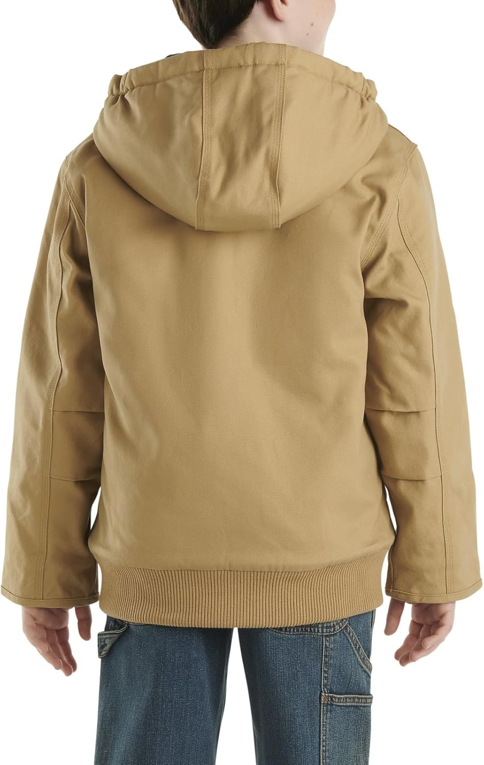image:imageCarhartt Boys FlannelLined Hooded Canvas Insulated ZipUp JacketBrown