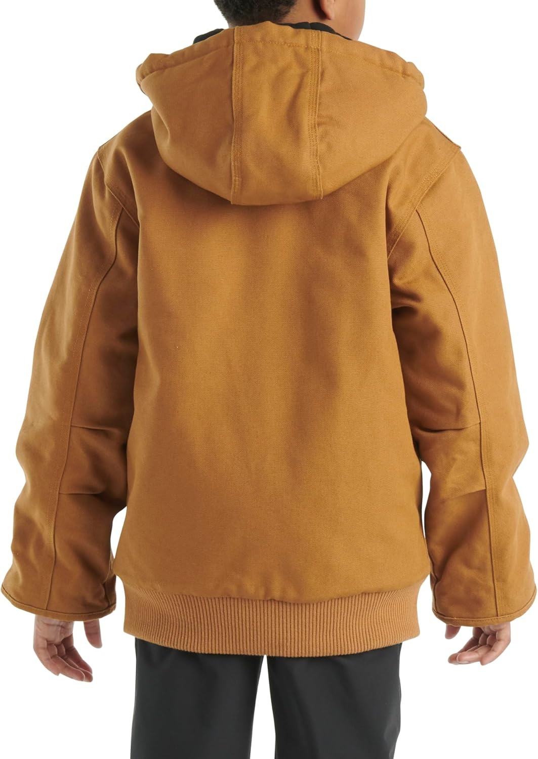 image:imageCarhartt Boys FlannelLined Hooded Canvas Insulated ZipUp JacketCarhartt Brown