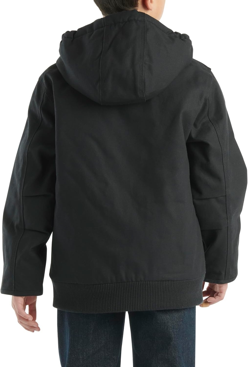 image:imageCarhartt Boys FlannelLined Hooded Canvas Insulated ZipUp JacketCaviar Black