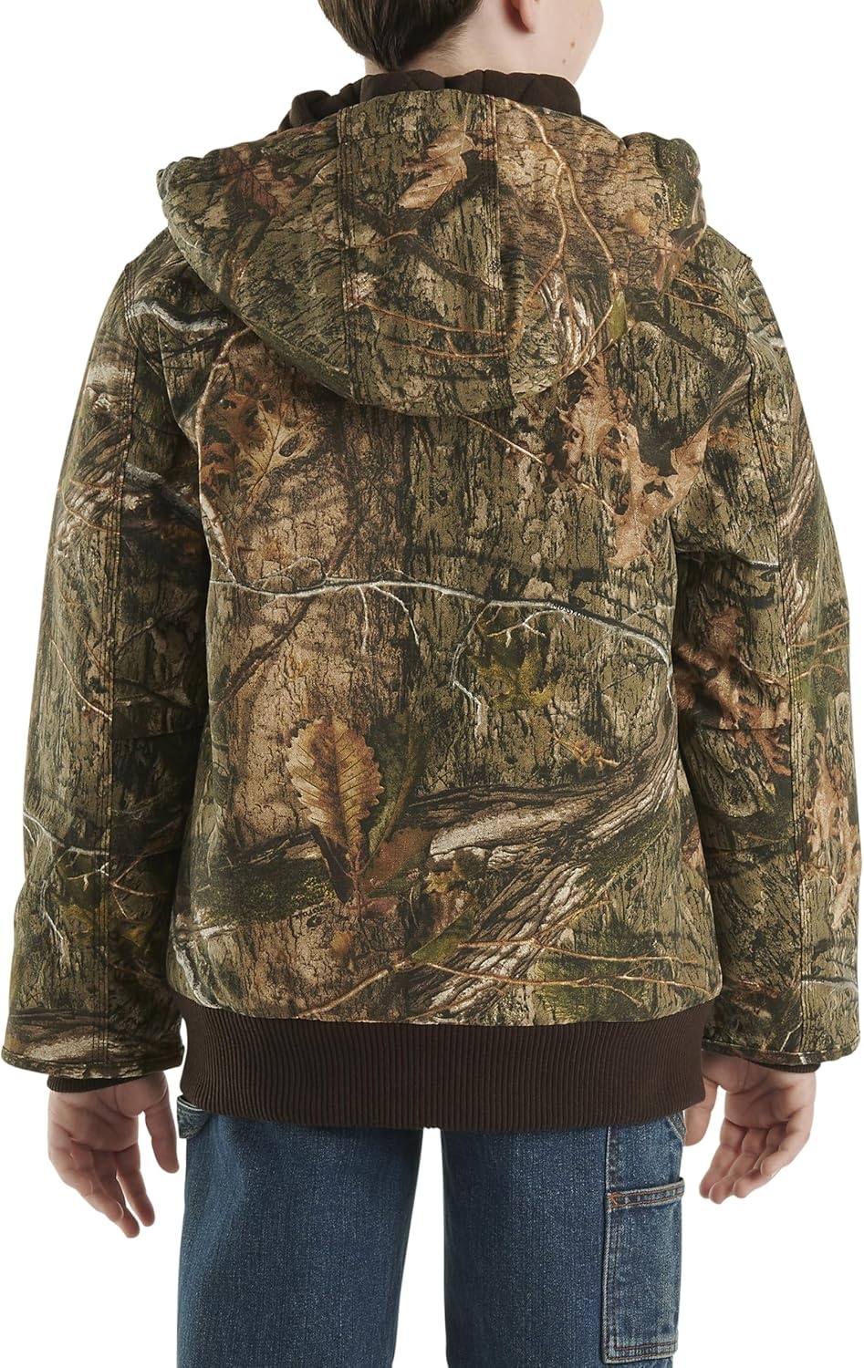 image:imageCarhartt Boys FlannelLined Hooded Canvas Insulated ZipUp JacketMossy Oak Country Camo