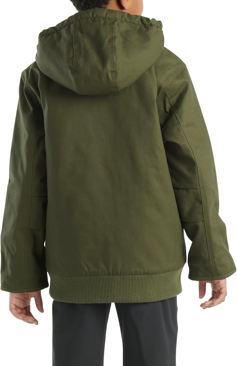 image:imageCarhartt Boys FlannelLined Hooded Canvas Insulated ZipUp JacketOlive