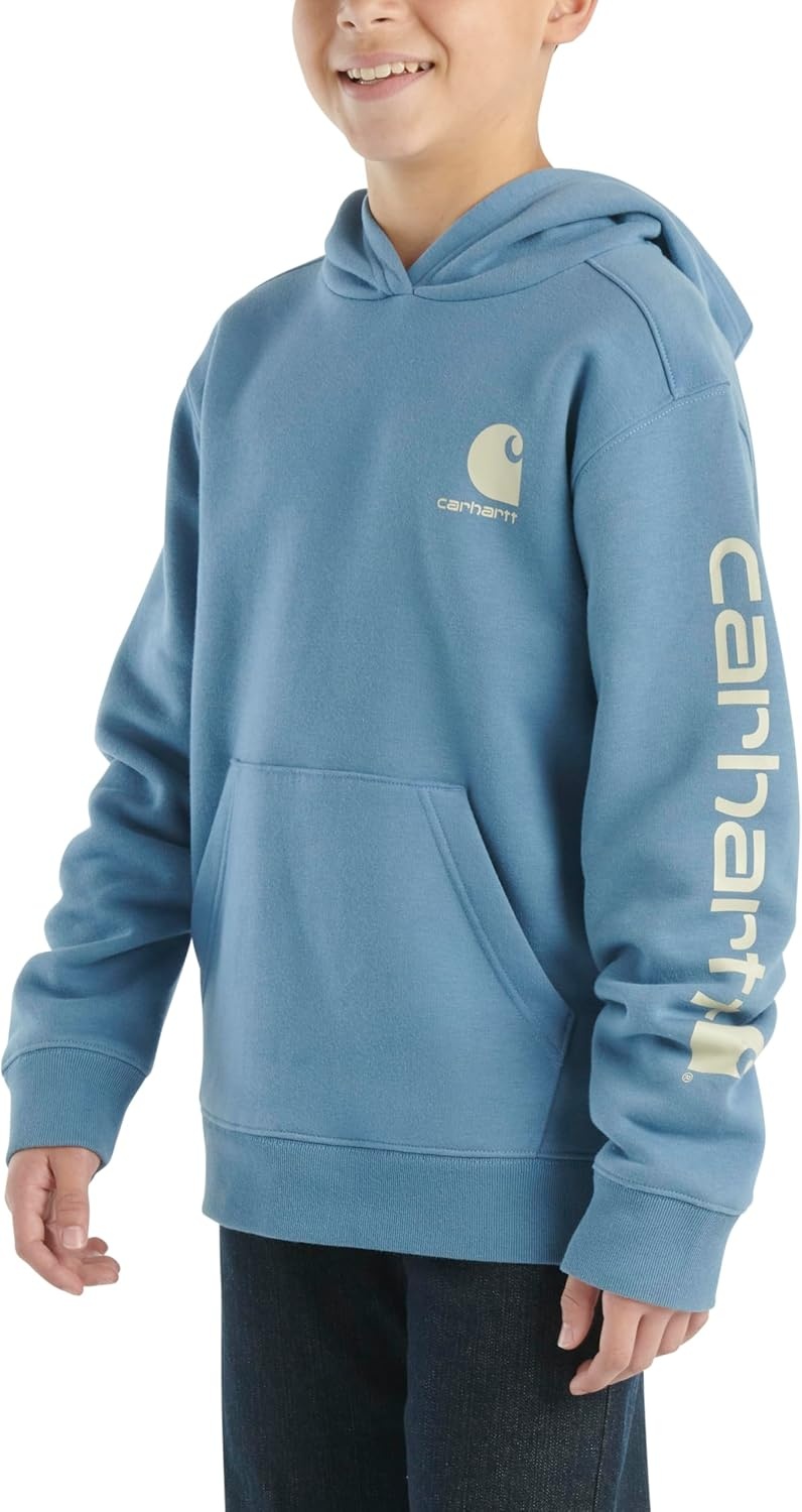 image:imageCarhartt Boys Long Sleeve Hooded SweatshirtCoronet Blue