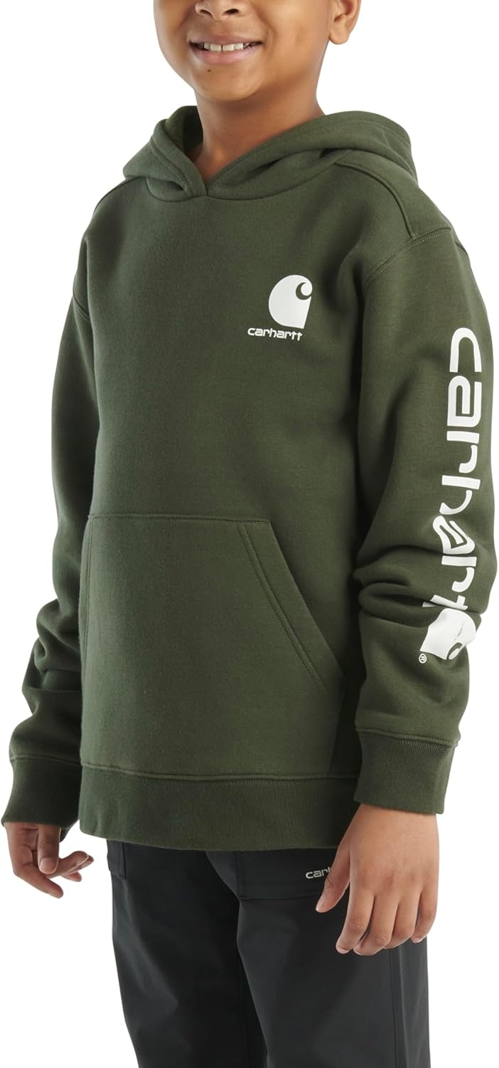 image:imageCarhartt Boys Long Sleeve Hooded SweatshirtDark Olive Green