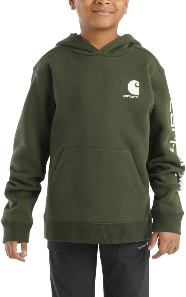 image:imageCarhartt Boys Long Sleeve Hooded SweatshirtDark Olive Green