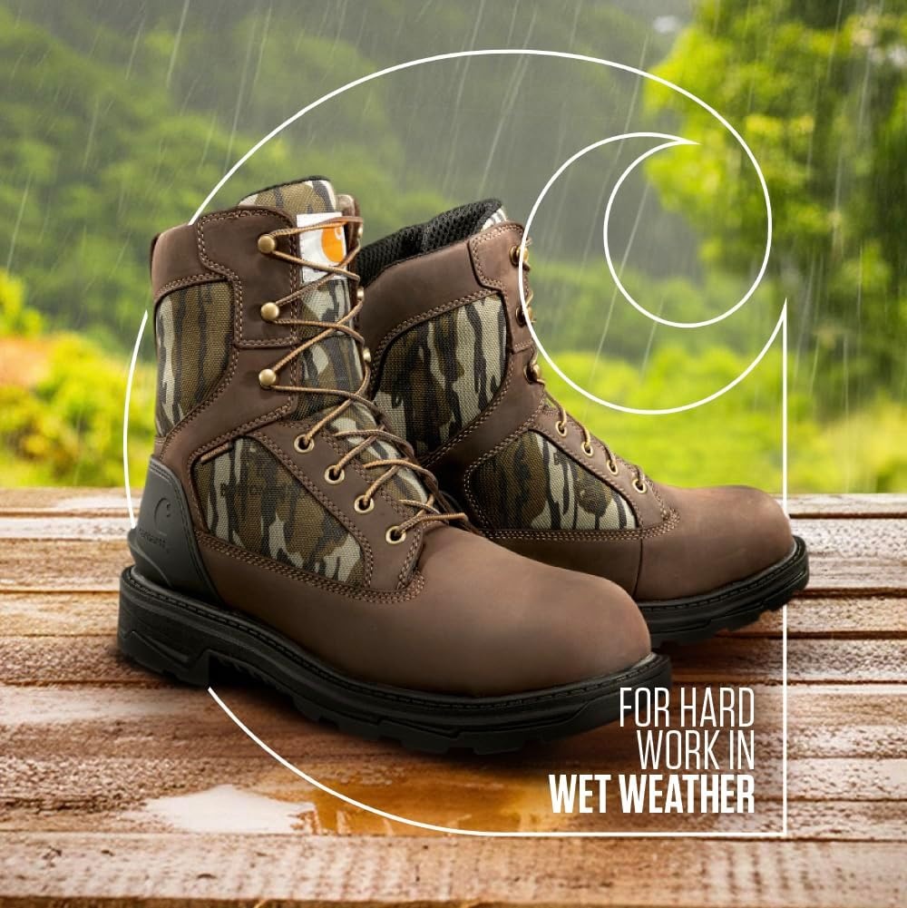 image:imageCarhartt Footwear CMW8200 8Inch Bison Waterproof Work BootDark BrownMossy Oak