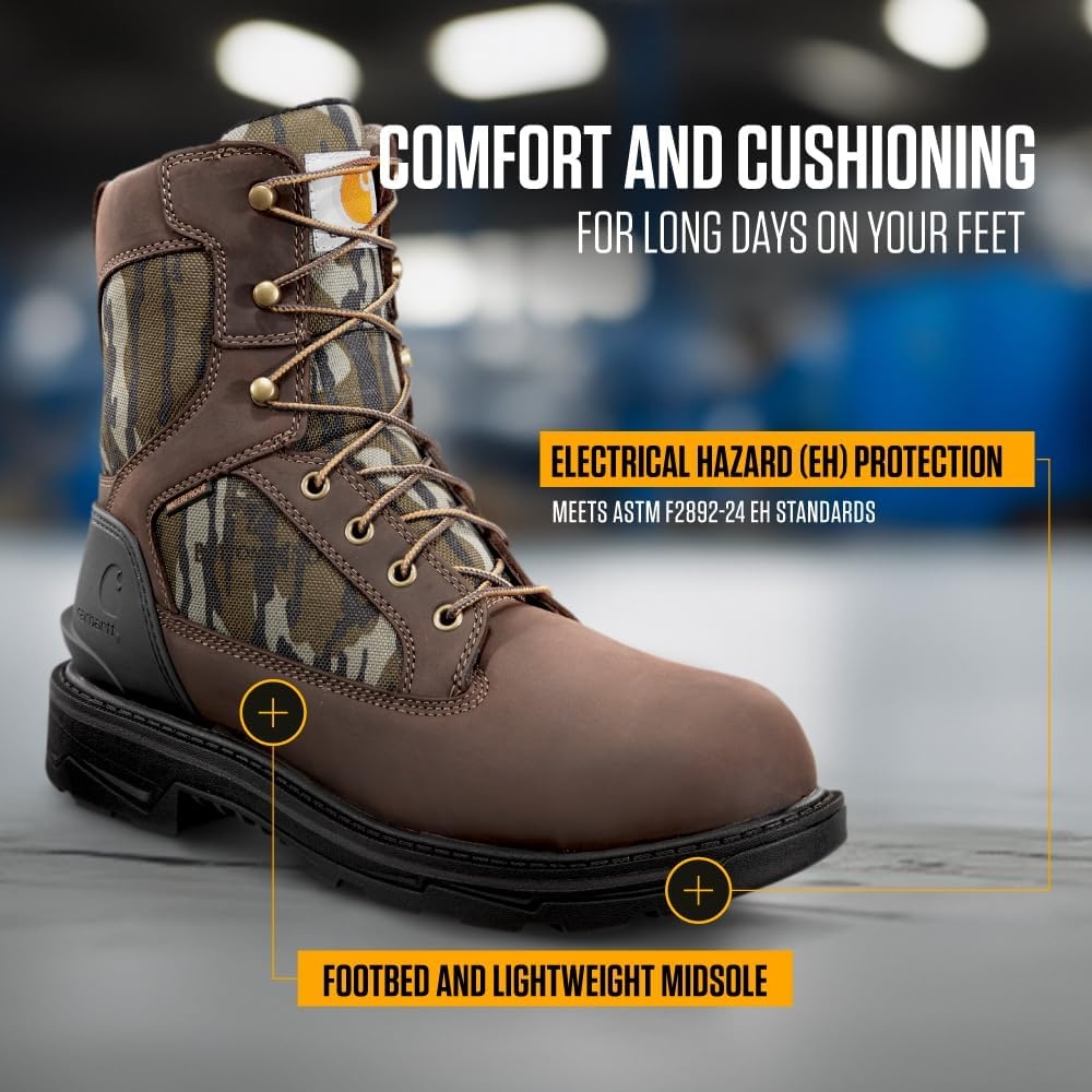 image:imageCarhartt Footwear CMW8200 8Inch Bison Waterproof Work BootDark BrownMossy Oak
