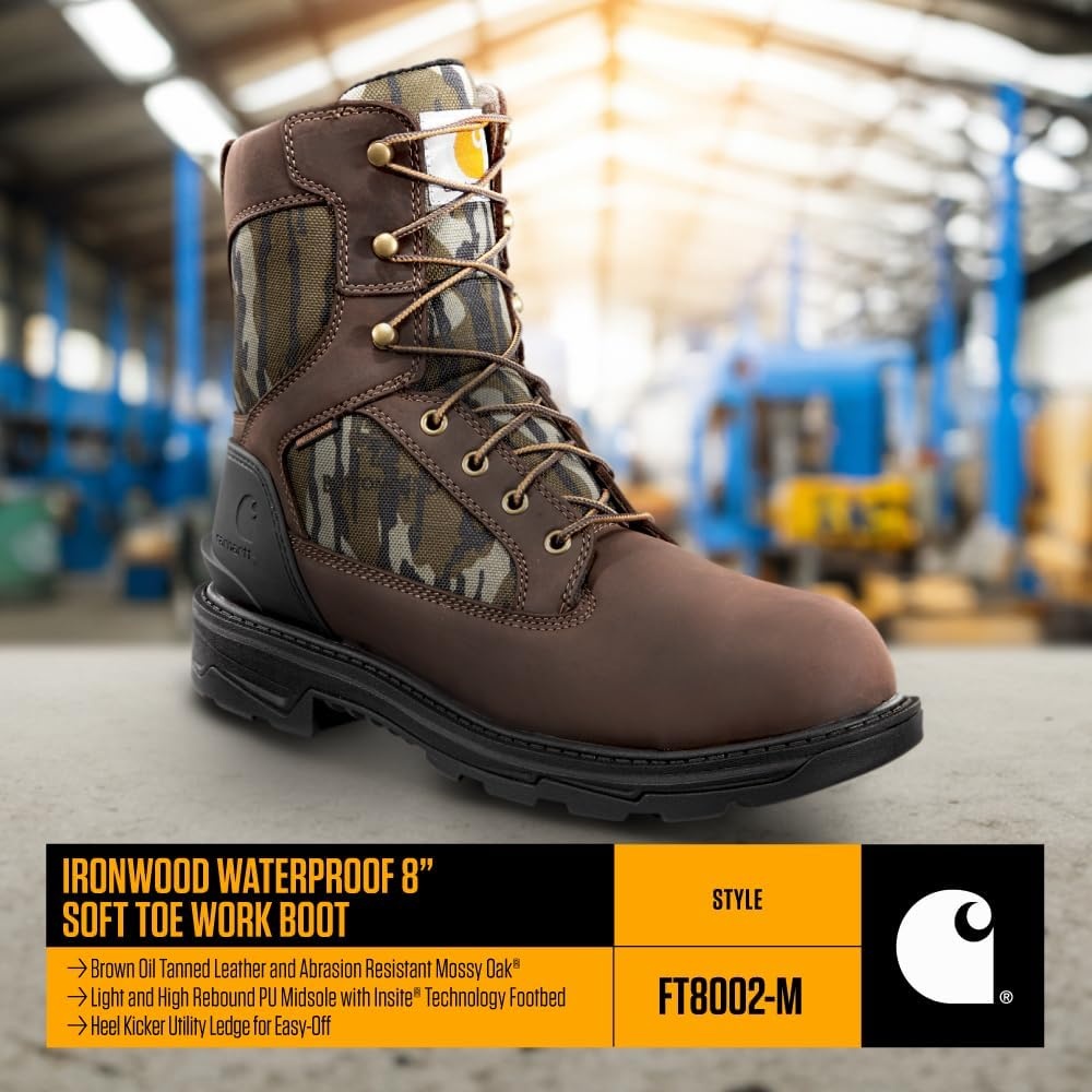 image:imageCarhartt Footwear CMW8200 8Inch Bison Waterproof Work BootDark BrownMossy Oak