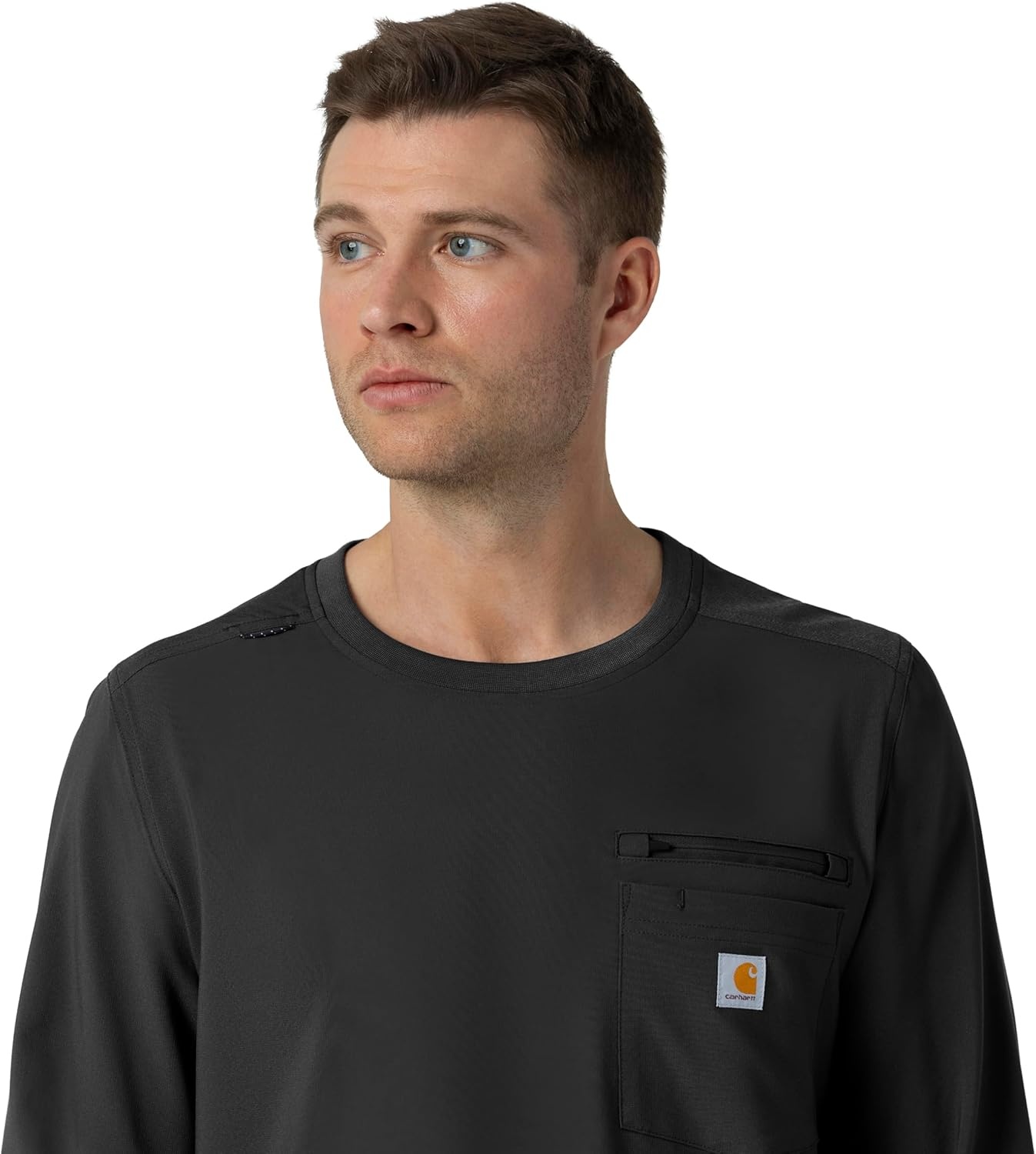 image:imageCarhartt Force CrossFlex Mens Crew Neck Long Sleeve Scrub TopBlack