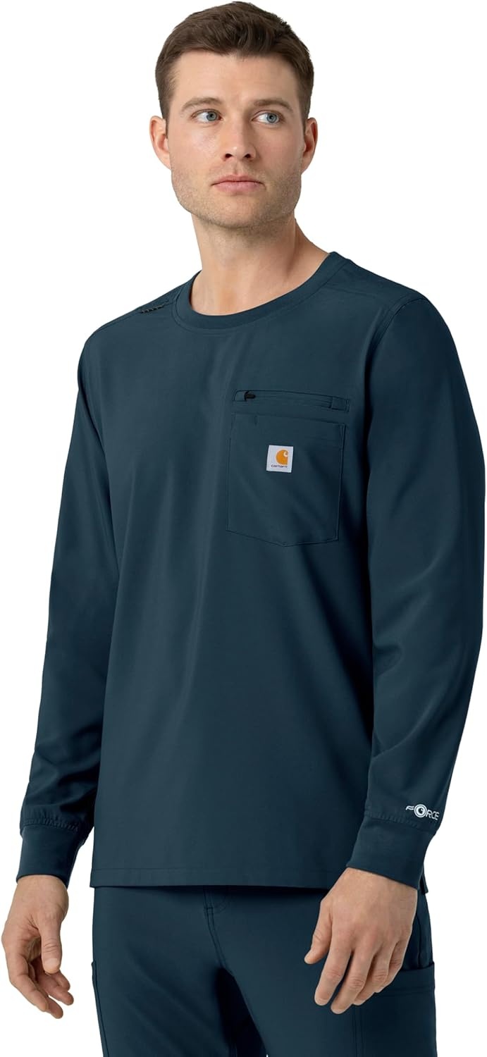 image:imageCarhartt Force CrossFlex Mens Crew Neck Long Sleeve Scrub TopNavy