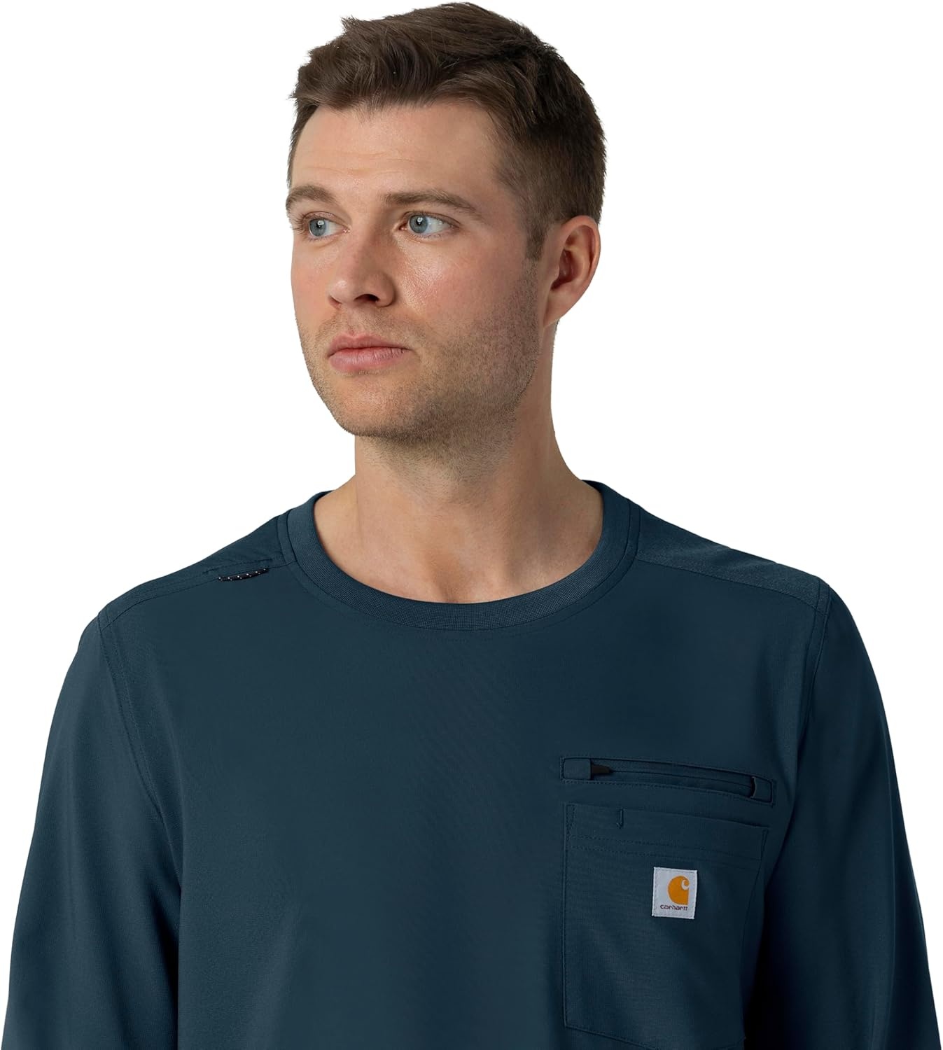 image:imageCarhartt Force CrossFlex Mens Crew Neck Long Sleeve Scrub TopNavy