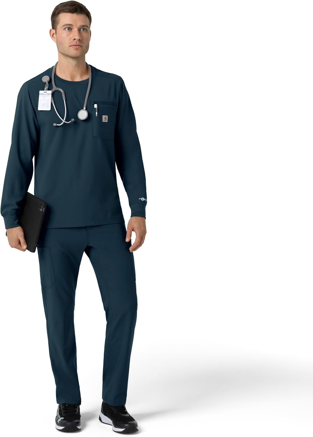 image:imageCarhartt Force CrossFlex Mens Crew Neck Long Sleeve Scrub TopNavy