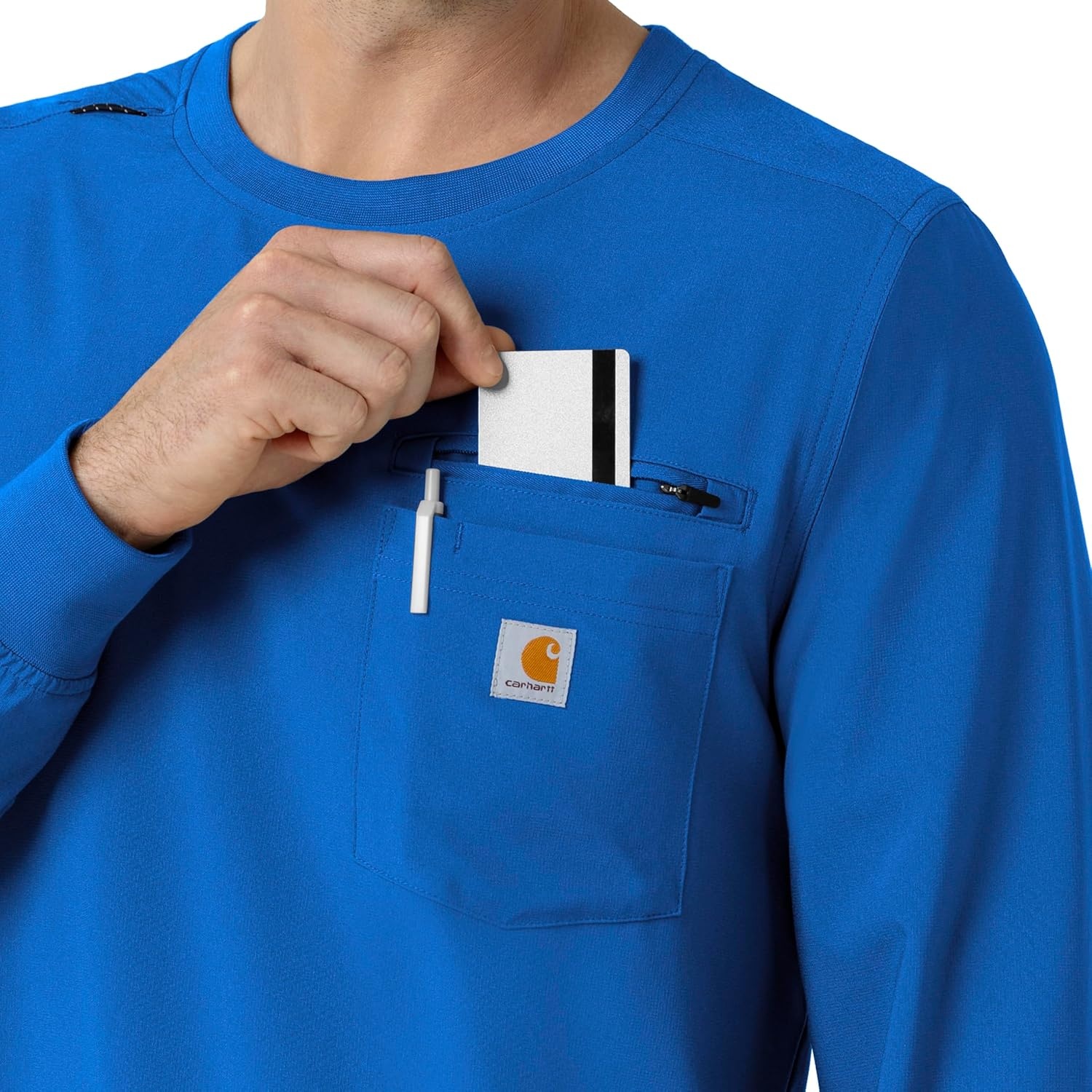 image:imageCarhartt Force CrossFlex Mens Crew Neck Long Sleeve Scrub TopRoyal