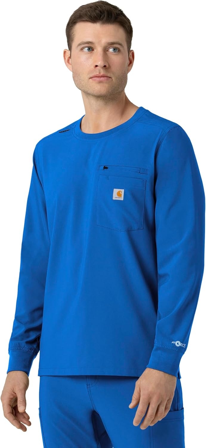image:imageCarhartt Force CrossFlex Mens Crew Neck Long Sleeve Scrub TopRoyal
